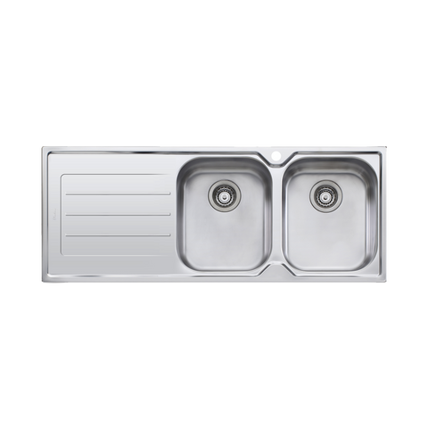 Oliveri - Flinders Double Bowl Topmount Sink With Drainer