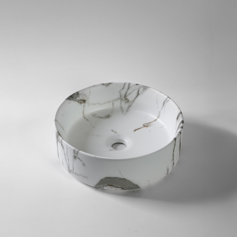 Claya - Fusion 36 Matte Carrara Round Basin, 360mm