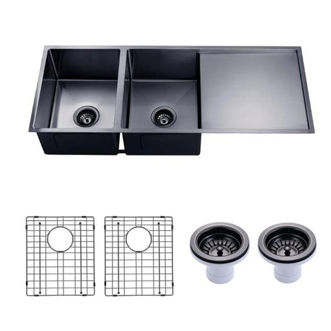 Aqua Perla -  Stainless Steel Double Bowl Kitchen Sink With Accessories