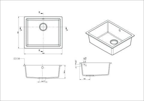 Modern National - Como Series Single Bowl Granite Sink Black