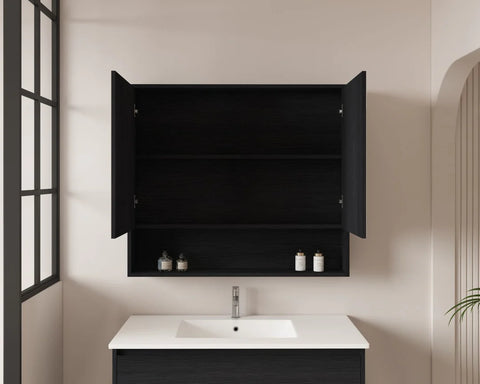 Mercio -  Hera Shaving Cabinet 90cm Black Oak