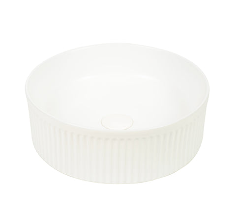 Claya - Lucid 37 Matte White Fluted Round Basin, 370mm
