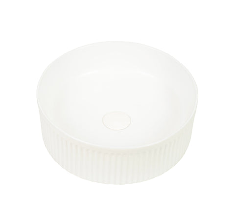 Claya - Lucid 37 Matte White Fluted Round Basin, 370mm
