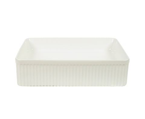 Claya - Lucid 50 Gloss White Fluted Rectangular Basin, 500mm