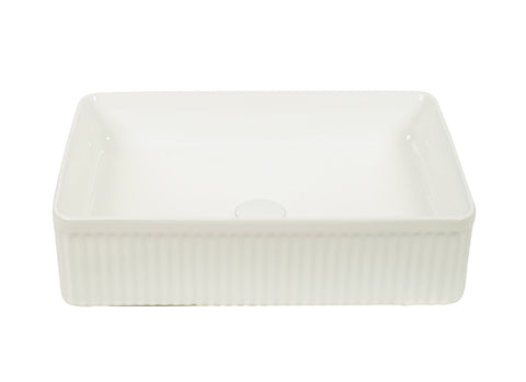 Claya - Lucid 50 Gloss White Fluted Rectangular Basin, 500mm