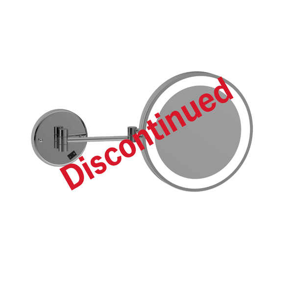 3x Magnification Chrome Wall Mounted Shaving Mirror, 250mm Diameter with Exposed Wiring