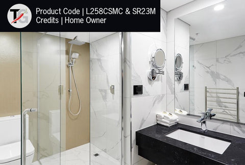 1 & 8x Magnification Chrome Wall Mounted Shaving Mirror, 200mm Diameter with Concealed Wiring
