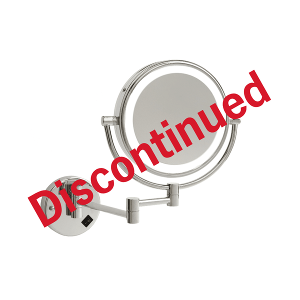 1 & 8x Magnification Chrome Wall Mounted Shaving Mirror, 200mm Diameter with Exposed Wiring