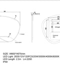 LED Mirror 800 x 675mm dimensions