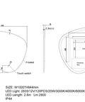 LED Mirror 1000 x 844mm dimensions