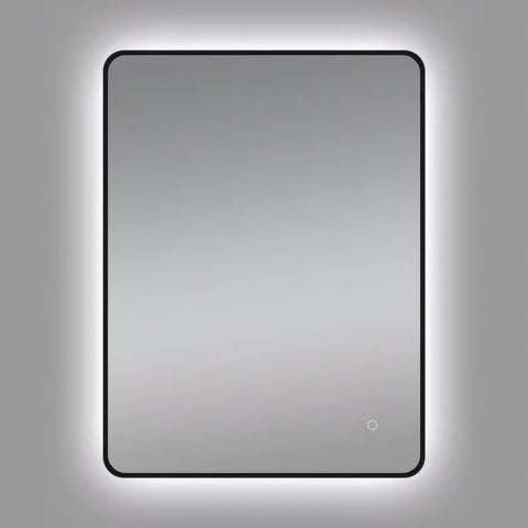 Aqua Perla - Matte Black Framed LED Mirror 810x610mm