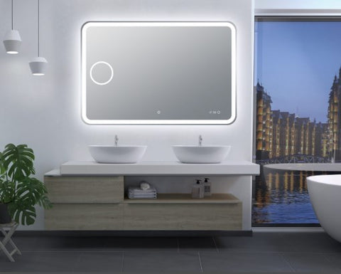 Aqua Perla - LED Mirror with Magnifer and Clock 1200x800mm