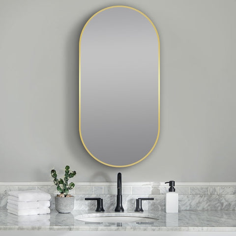Aqua Perla - Matte Brushed Gold Framed Mirror 500x1000mm