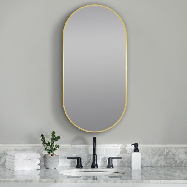 Aqua Perla - Matte Brushed Gold Framed Mirror 500x1000mm