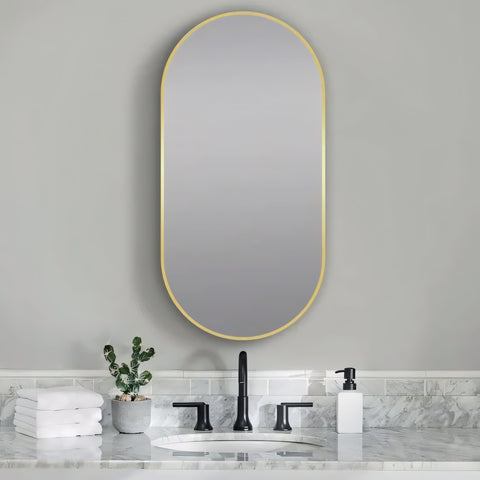 Aqua Perla - Matte Brushed Gold Framed LED Dressing Mirror 500x1000mm