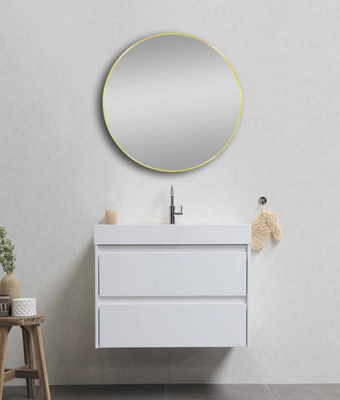 Aqua Perla - Matte Brushed Gold Framed Mirror 700mm