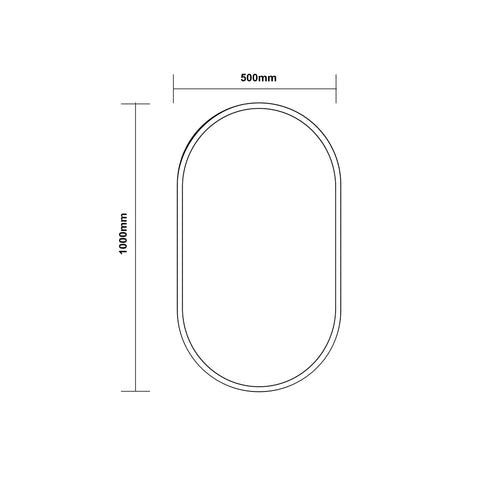 Aqua Perla - Matte Black Framed Mirror 500x1000mm