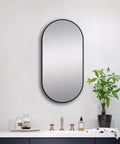 Matte Black Framed Mirror 500x1000mm