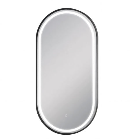 Aqua Perla - Matte Black Framed LED Dressing Mirror 500x1000mm