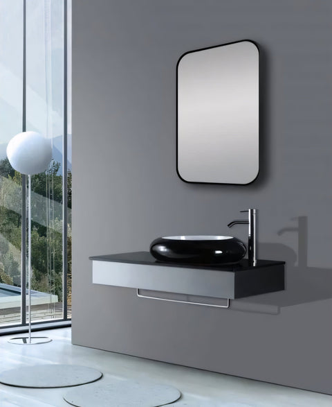 Matte Black Framed Mirror 450x750mm