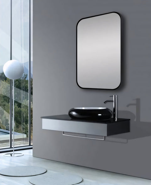 Matte Black Framed Mirror 600x900mm