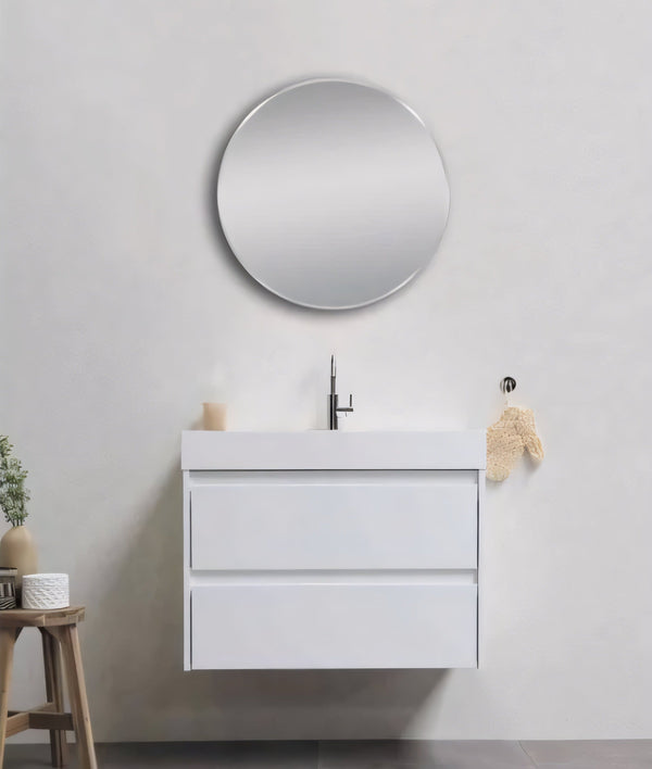Aqua Perla - Matte Brushed Nickel Framed Mirror 600mm