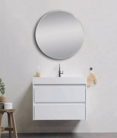 Matte Brushed Nickel Framed Mirror 700mm