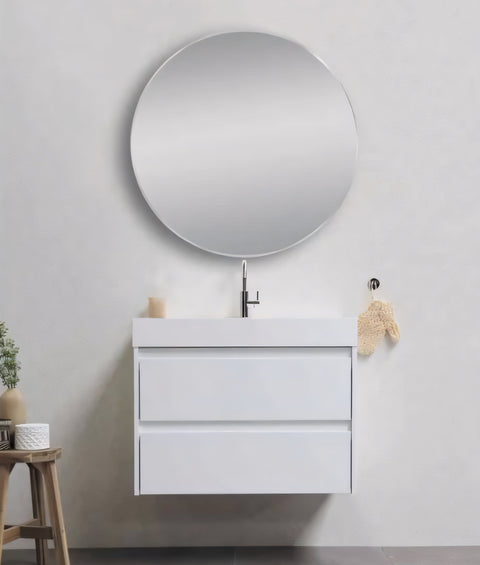 Matte Brushed Nickel Framed Mirror 800mm