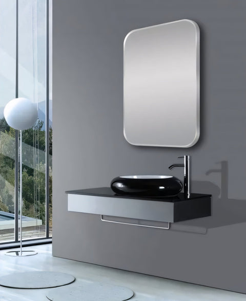 Matte Brushed Nickel Framed Mirror 600x900mm