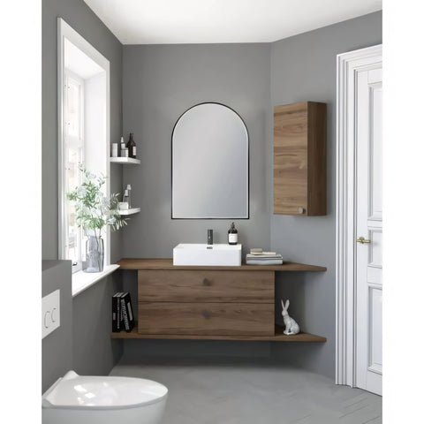 Aqua Perla - Matte Black Framed LED Mirror 600x900mm