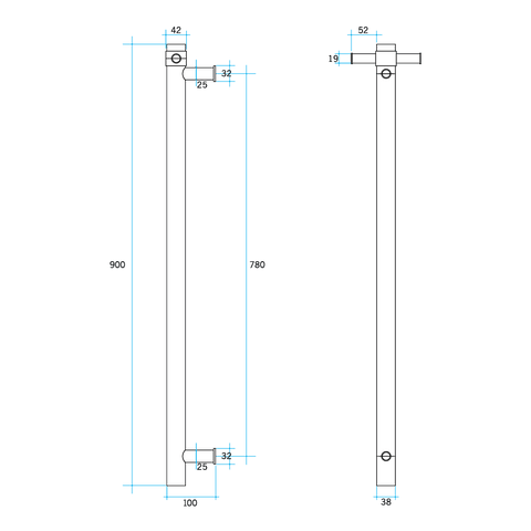 Thermogroup - Round Vertical Heated Towel Rail W142xH900xD100mm
