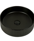 Lucid-40-MB | Round Fluted Matte Black Counter Top Basin