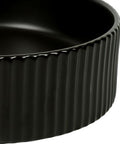 Lucid-40-MB fluted matte black round ceramic basin