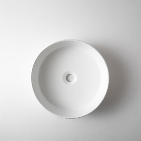 Claya - Lucid 40 Matte White Round Fluted Basin, 400mm