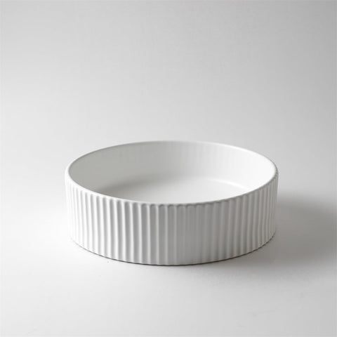 Claya - Lucid 40 Matte White Round Fluted Basin, 400mm
