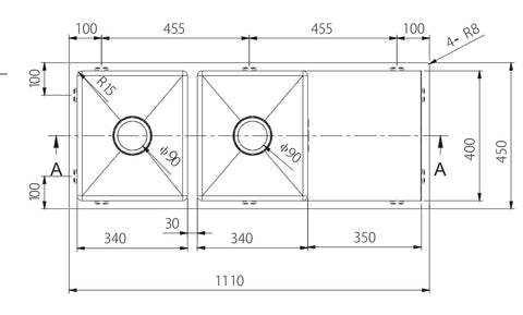 Modern National - Double Bowl Sink Stainless Steel