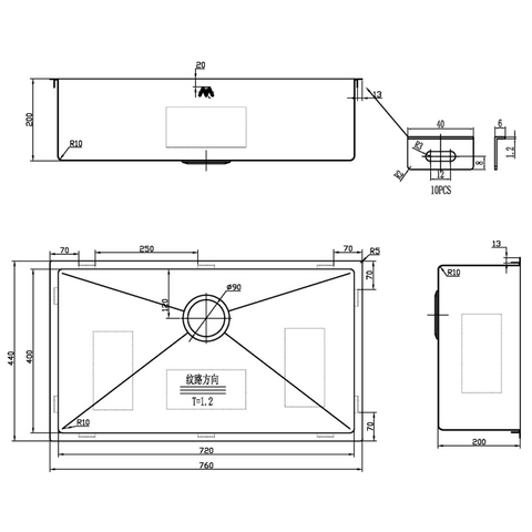 Modern National - Large Single Bowl Sink 66L in 4 Finishes