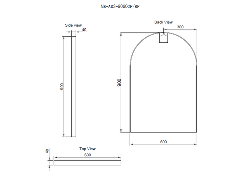 Aqua Perla - Brushed Copper Framed Arch Plain Mirror 600*900mm