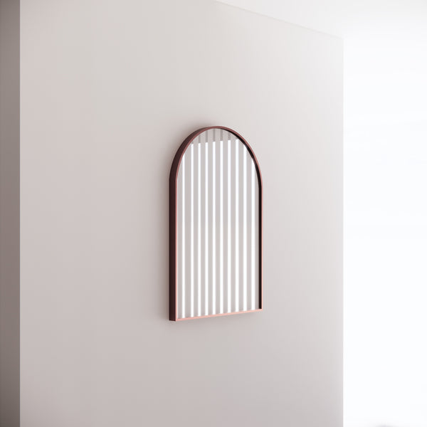 Aqua Perla - Brushed Copper Framed Arch Plain Mirror 450*800mm