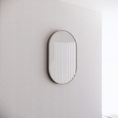 Aqua Perla - Riva Framed Oval Mirror Brushed Nickel