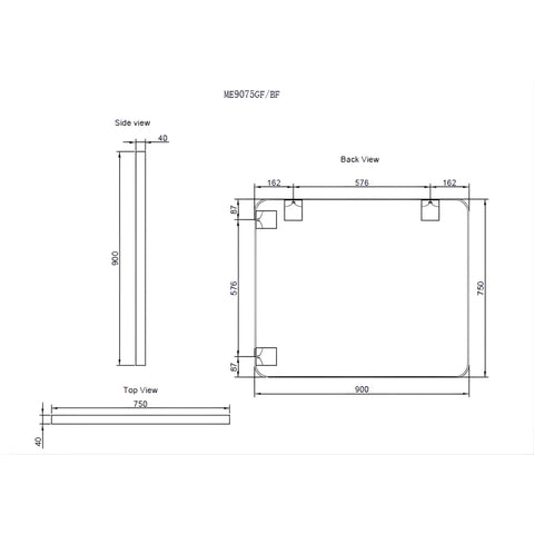 Aqua Perla - Brushed Copper Framed Rectangle Plain Mirror 900*750mm