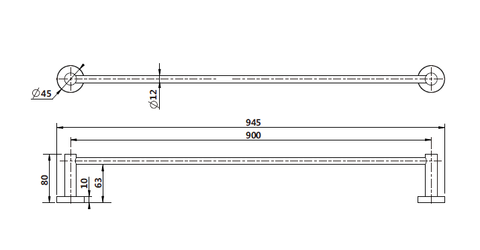 Modern National - Mirage Single Towel Rail 900mm