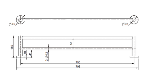 Modern National - Mirage Double Towel Rail 750mm 8 Colours Available