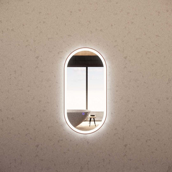 Aqua Perla - Brushed Copper Framed LED Mirror 900x450mm