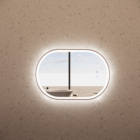 Aqua Perla - 3 Lighting Options controlled Touch Sensor Switch Frontlit and Backlit Brushed Copper Framed LED Mirror 600*900mm