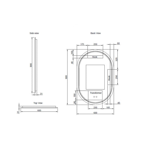Aqua Perla - 3 Lighting Options controlled Touch Sensor Switch Frontlit and Backlit Brushed Copper Framed LED Mirror 600*900mm