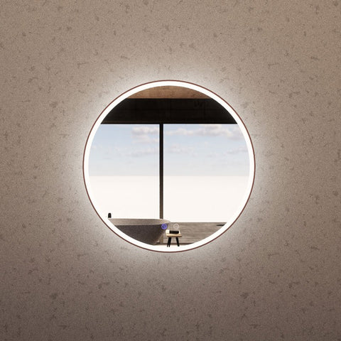 Aqua Perla - Brushed Copper Framed LED Mirror 600mm