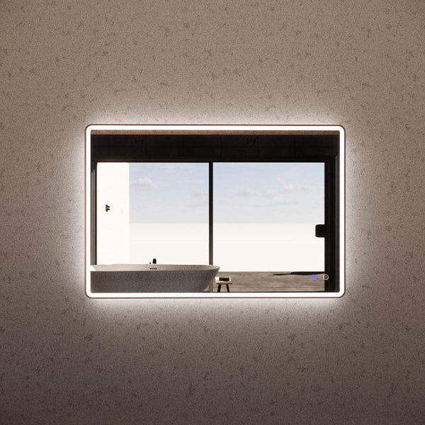 Aqua Perla - Brushed Copper Framed Rectangle LED Mirror 1200*800mm