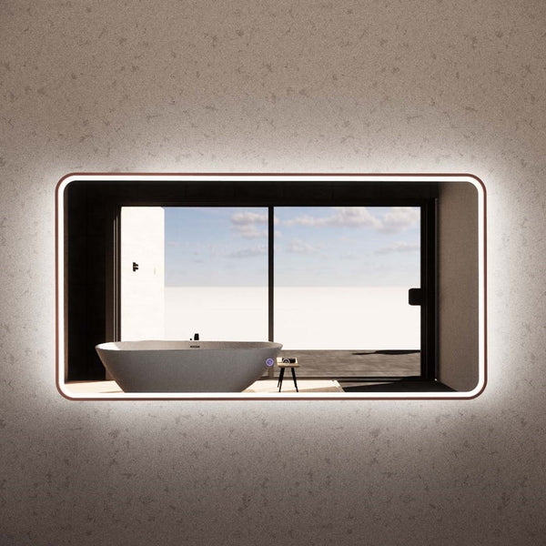 Aqua Perla - Brushed Copper Framed Rectangle LED Mirror 1500*800mm
