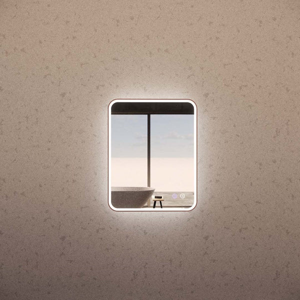 Aqua Perla - Brushed Copper Framed Rectangle LED Mirror 750*600mm